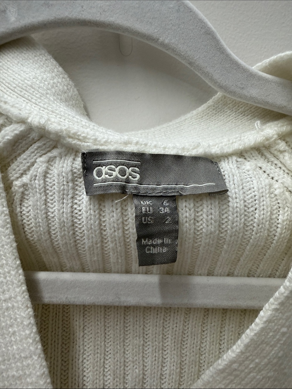 ASOS White Ribbed V-Neck Button-Up Cardigan - Picture 2 of 5
